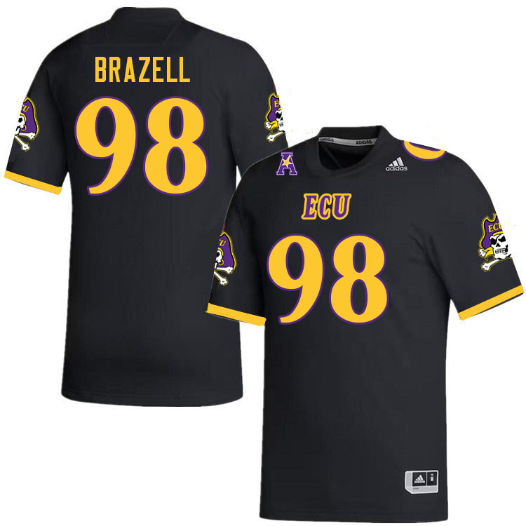 Men #98 Torin Brazell ECU Pirates College Football Jerseys Stitched-Black